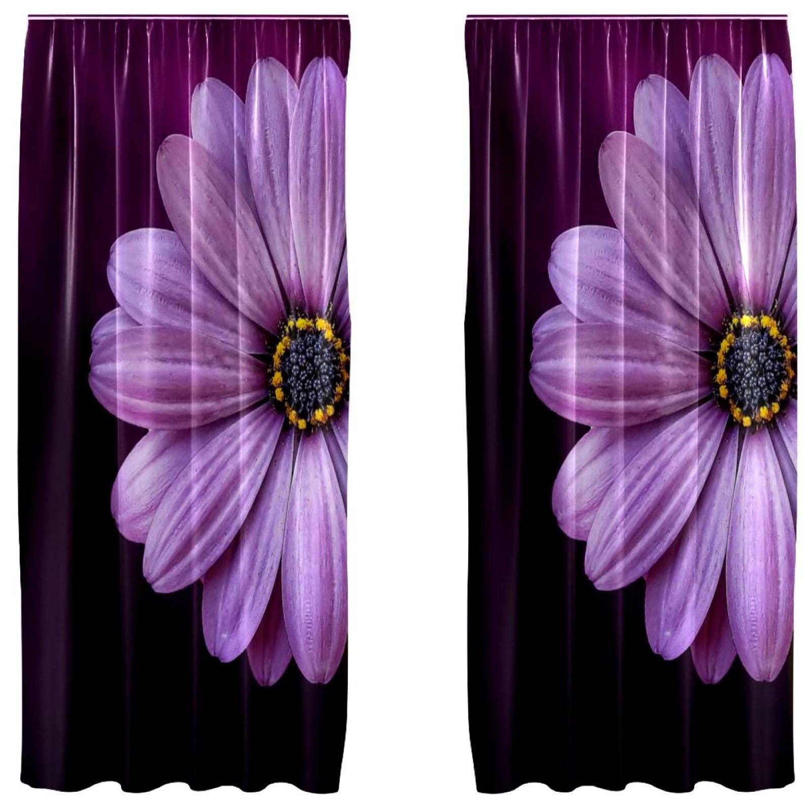 Rideaux occultants à fleurs violettes au tombé lourd et élégant