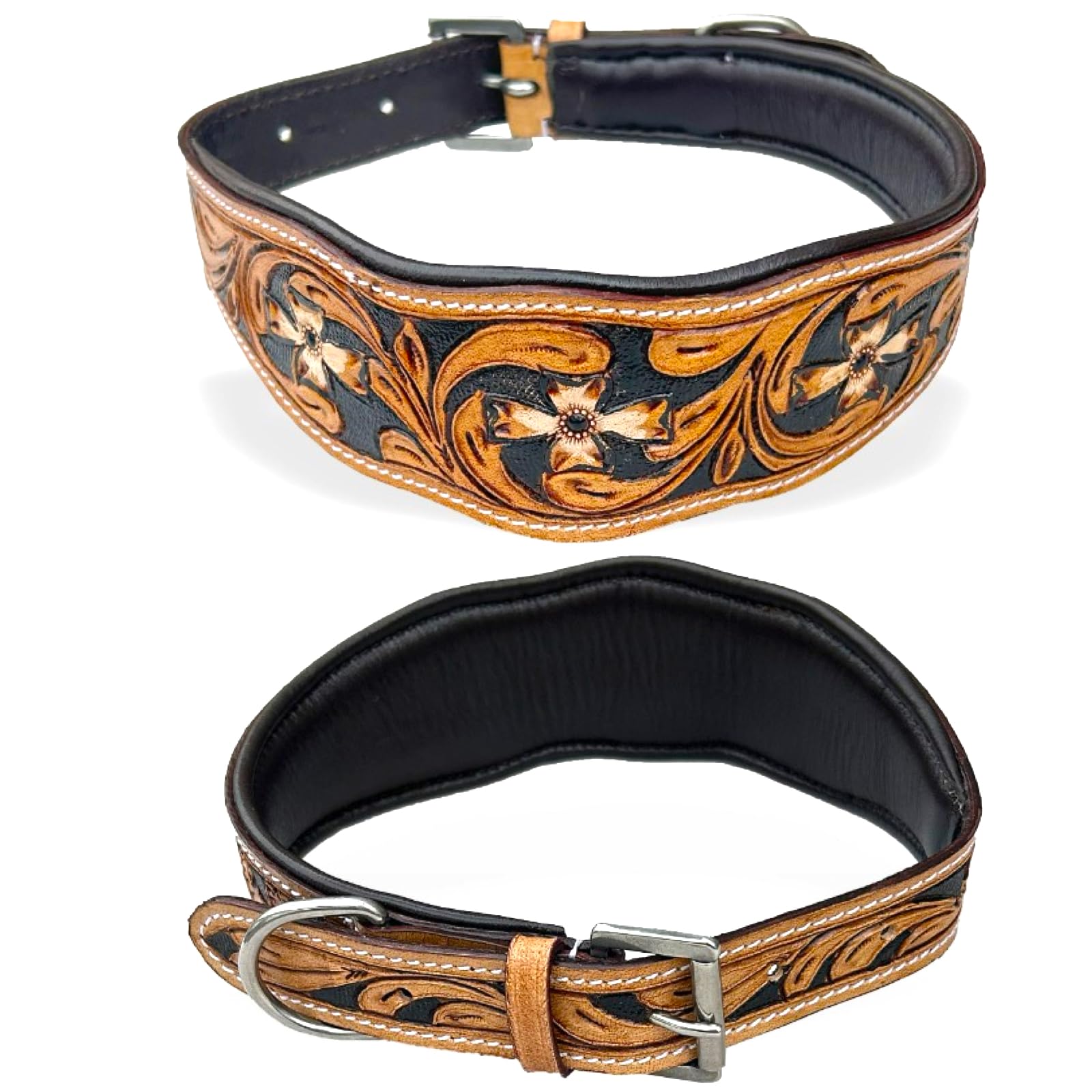 Collier en cuir Majestic Ally noir taille M réglable pour chien