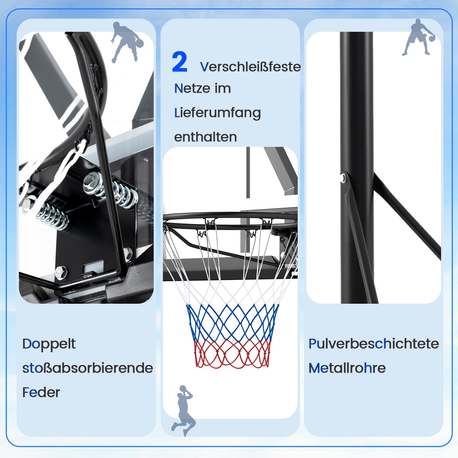 GOPLUS Basketballkorb outdoor, Korbhöhe 160-305cm verstellbar, Basketball Korb mit PC-Rückwand & Gewichtsbeutel, Basketballständer tragbar mit Rollen, Basketball hoop für Kinder Jugendliche Erwachsene