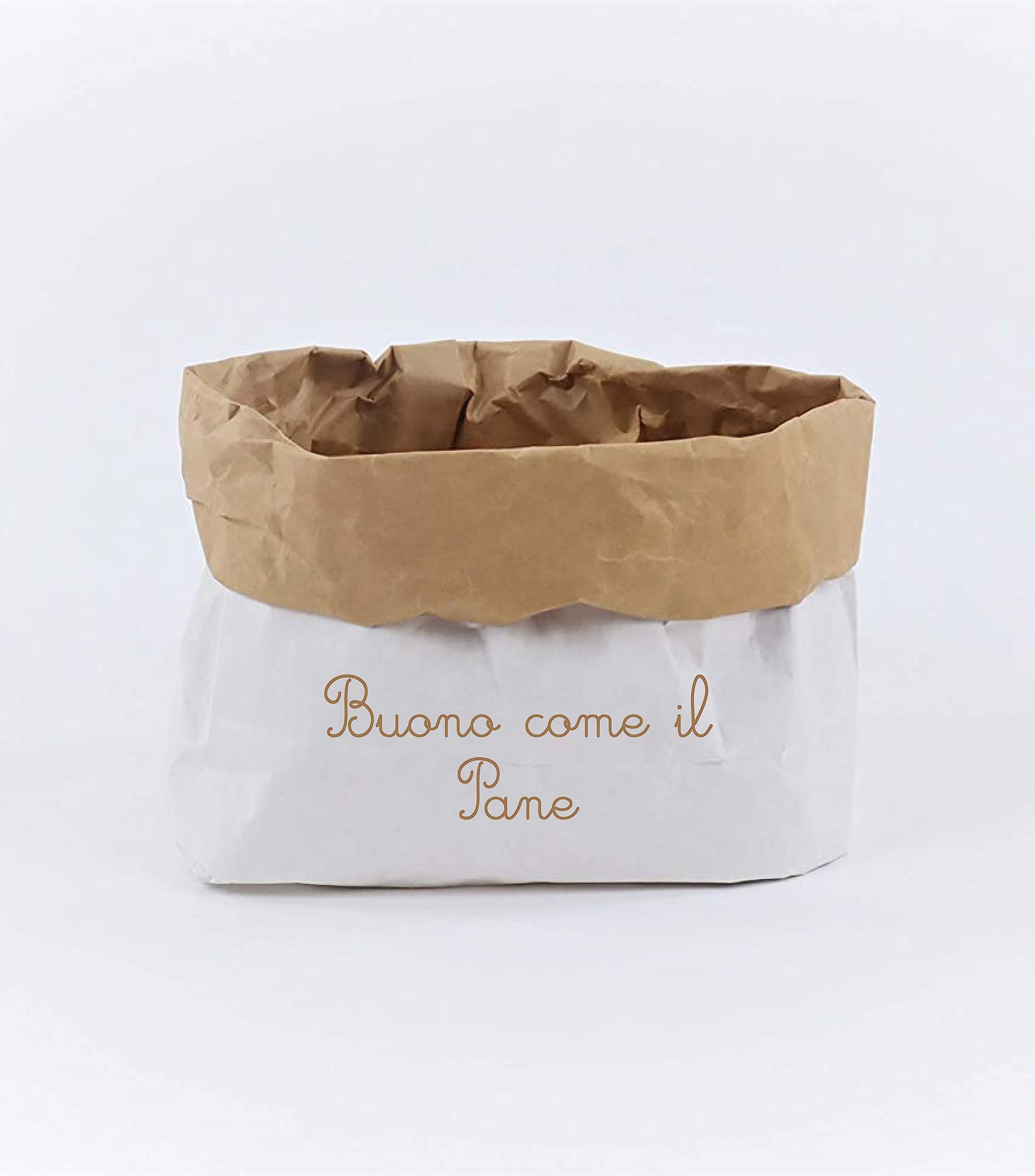 Buono Come Il Pane, Sacchetto portapane Ecologico e Riutilizzabile pi�  Volte, Cesto portapane in Carta Kraft ad Uso Alimentare, Cestino Porta Pane  e Porta grissini Bianco/Avana, 30+11x18 : Amazon.it: Casa e cucina