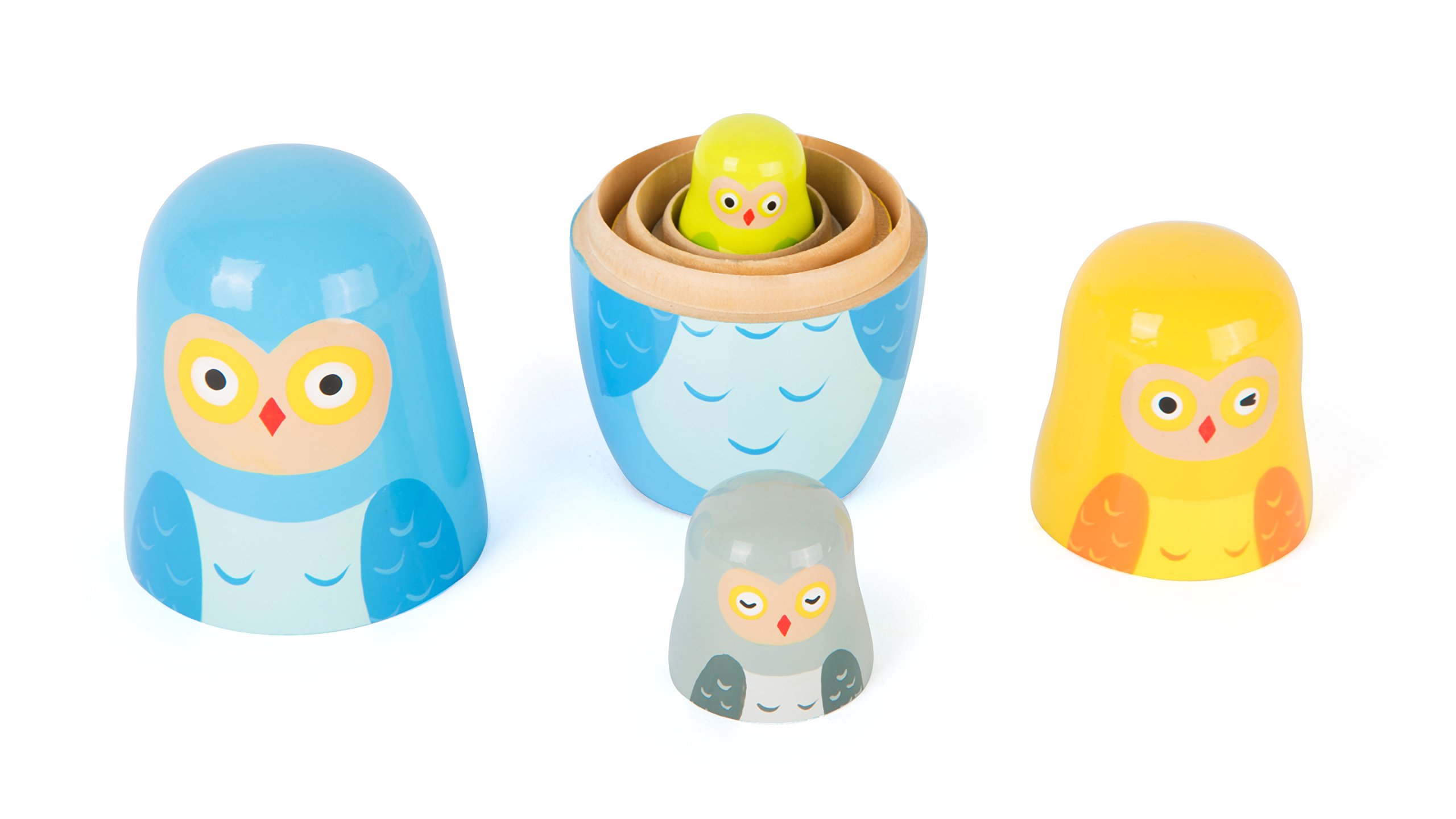 Small Foot 10620 Matrjoschka Owl Figures made of Wood in Four Different sizes and Colours, Teaches hand-eye Coordination and is Suitable as A Decoration - Image 2