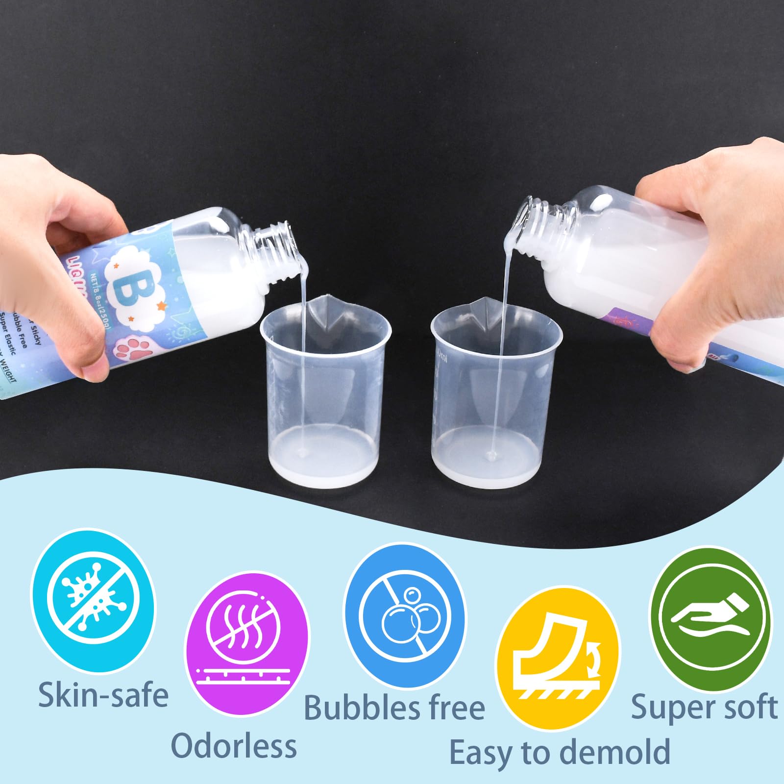 Taba Squishy Kit Set Vloeibare Gel 3 Poot Siliconen al Vlokken