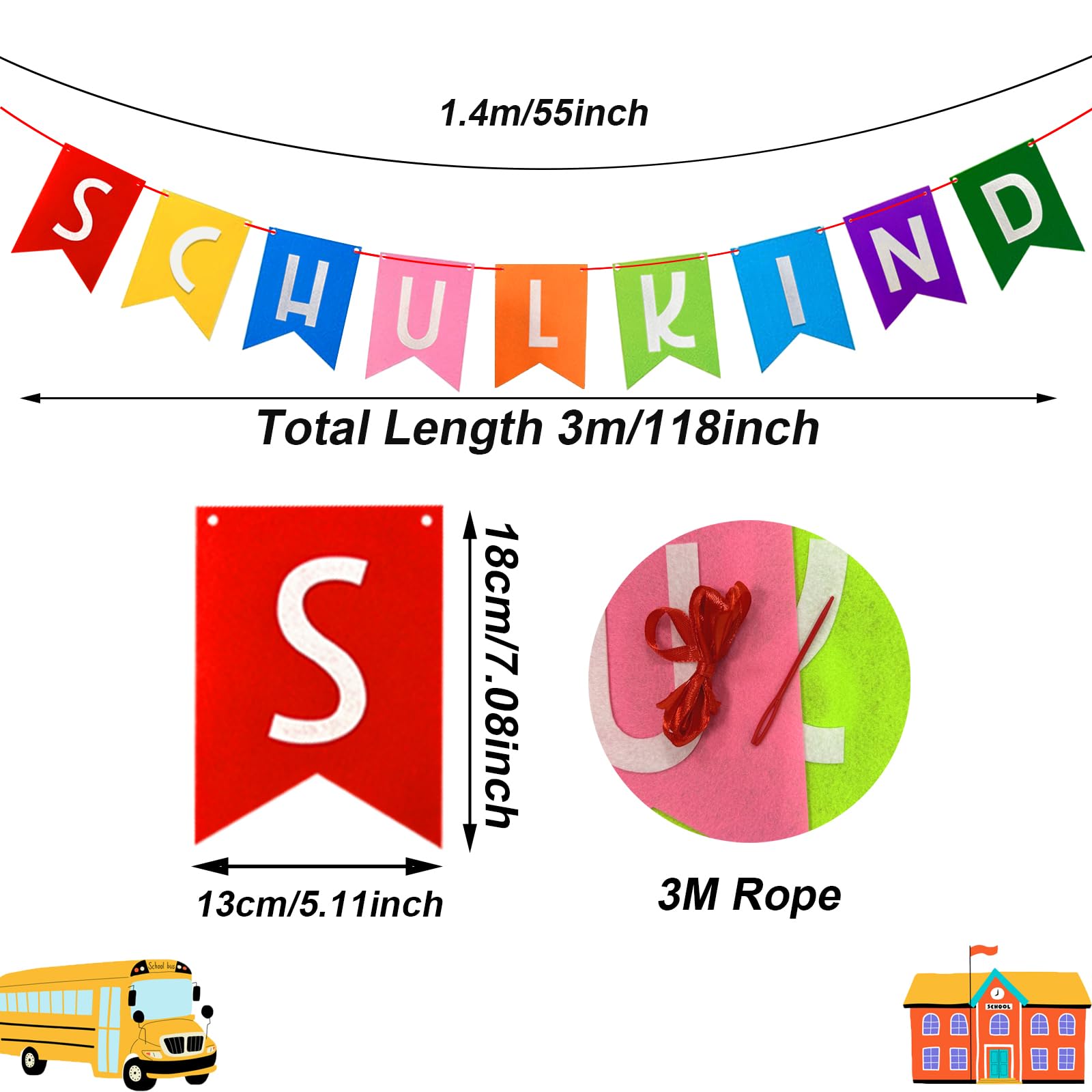 6-tlg Bleistift Girlande - Bunte Bienenwaben-Deko Für Schulanfang