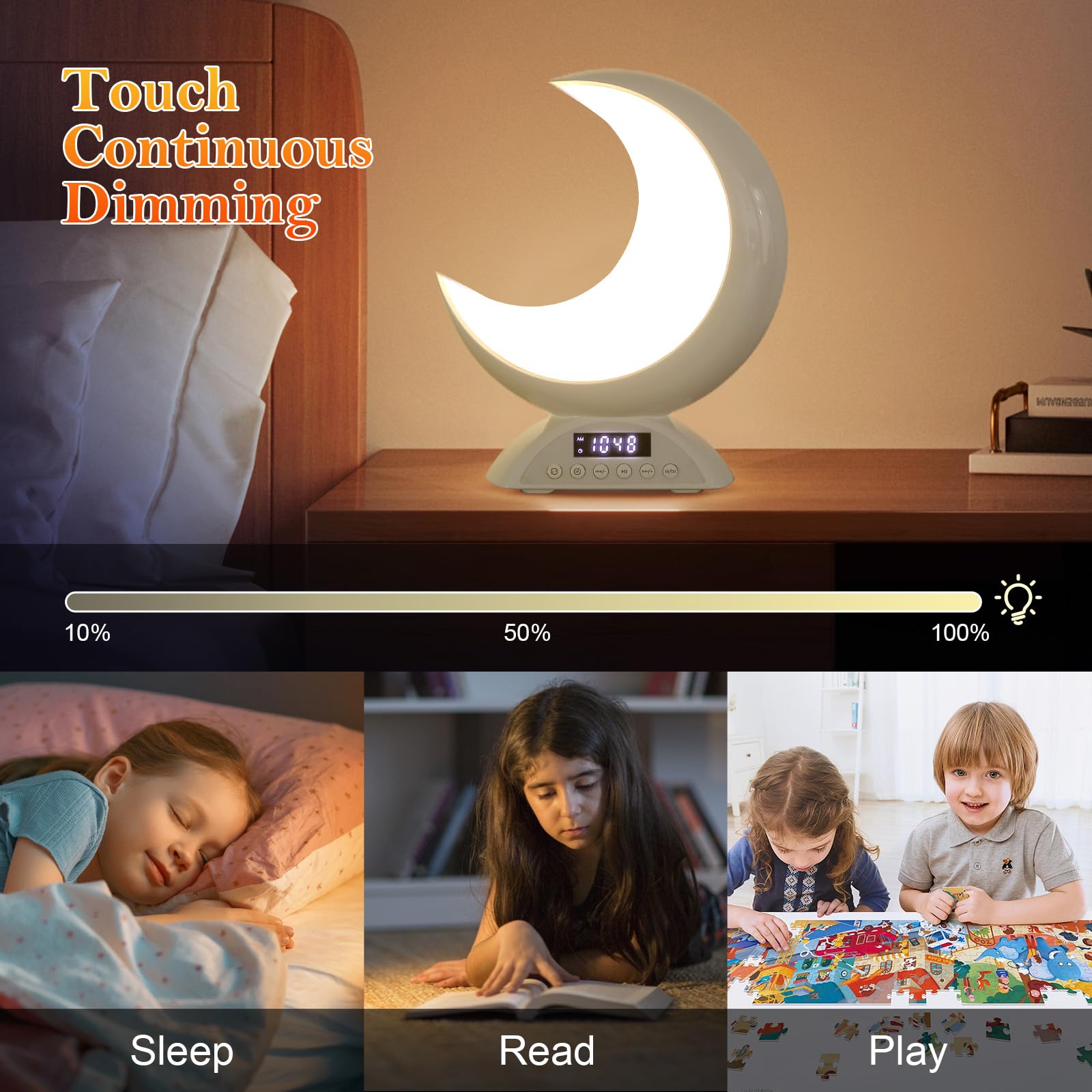 Sveglia luminosa, sveglia con luce, 19 modalità di luce, controllo touch con funzioni dimmerabili, altoparlante Bluetooth, ideale per camera da letto di adulti e bambini