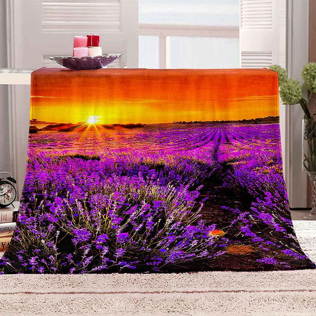 Couverture sofa 3D fleurs violettes pour soirées cocooning au lit