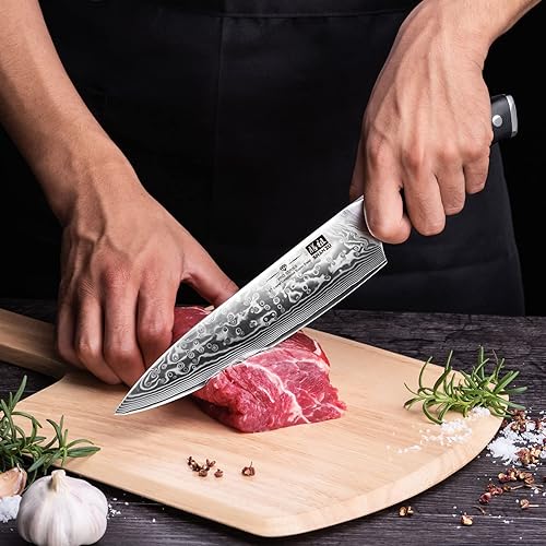 Miniatura 6 de SHAN ZU Cuchillo de chef de acero japonés de Damasco de 8 pulgadas cuchillo de cocina profesional afilado de alto carbono súper acero para cocina