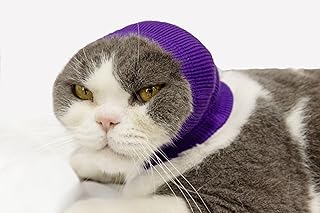 2 Pack Cat Ear Wrap，Cat Hematoma Ear Wrap Anxiety Relief – Noise Canceling for Fireworks, Thunderstorms, Pet Grooming & Force Drying (Purple S)