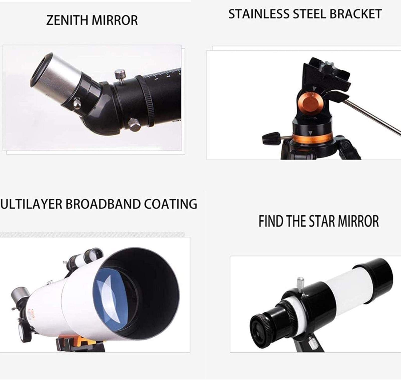 Telescopio Binoculares Alta Potencia Telescopio, Telescopio Viaje, Telescopio Refractor astronómico niños Principiantes, Telescopio Adultos Telescopio con Bolsa Transporte Interiores/Exteriores