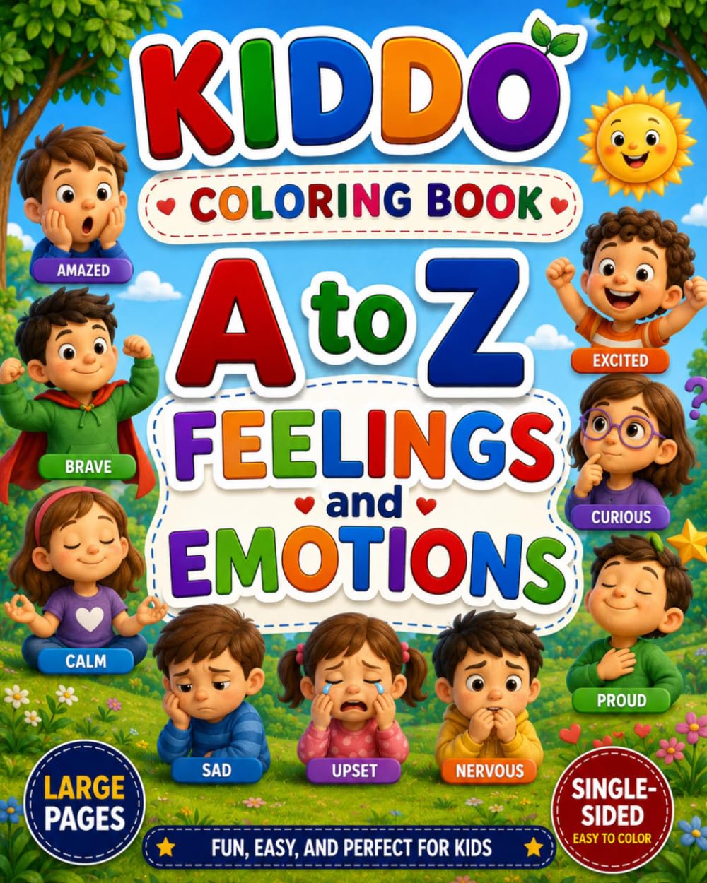 A to Z Feelings & Emotions Coloring Book: Learn ABC Letters, Feelings, Facial Expressions & Social Emotional Skills Through Fun Coloring | Preschool & Kindergarten Activity Book for Kids Ages 3–8