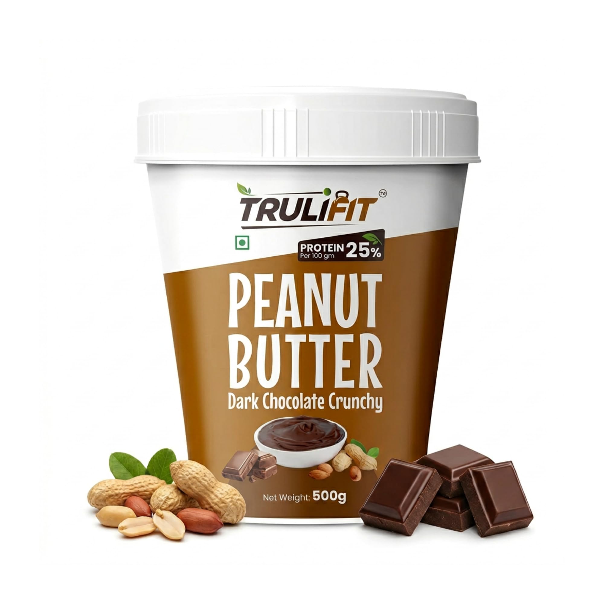 TRULIFIT Chocolate Crunchy Peanut Butter 500g | 25g Protein per 100g | High Fiber 7.9g | Zero Cholesterol | No Trans-Fat | Healthy Breakfast Spread for Gym & Daily Nutrition-image-20