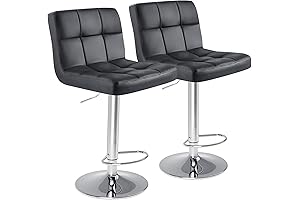 DUMOS Bar Stools - Set of 2, Effortlessly Adjustable Swivel Barstools