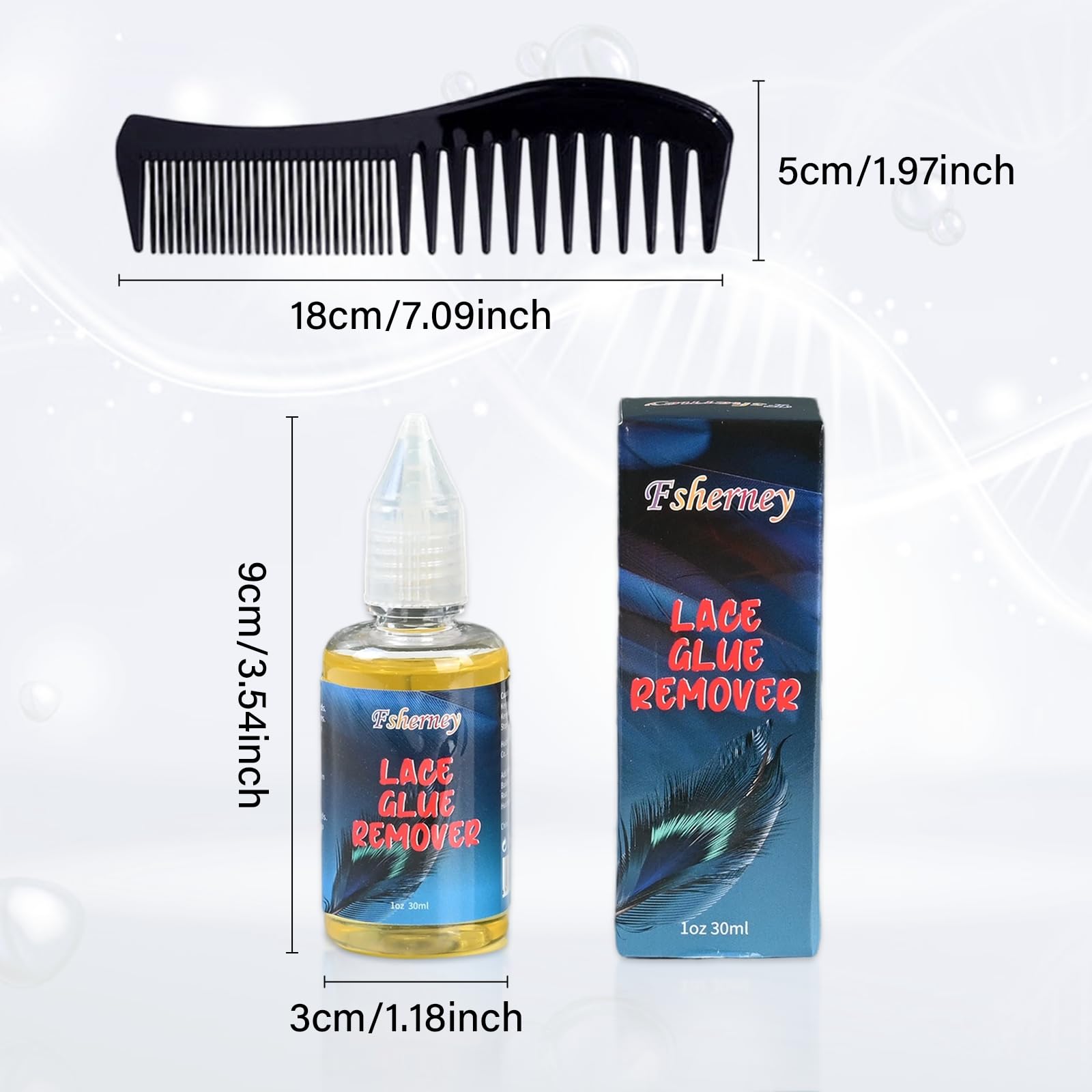 Rimuovi Colla per Parrucche, Solventi per Collanti da Capelli, Remover per Extension Capelli con Pettine, Solvente per Rimozione Extension Capelli per Parrucche Pizzo, 1FL.oz (30 ml)