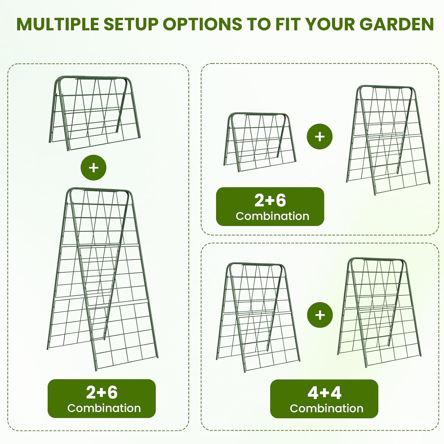 Heavy Duty A-Frame Metal Garden Trellis for Climbing Plants, 50"x17" Inch Tall Plant Support with Clips & Garden Ties for Cucumbers, Squash, Beans & Vines (1)