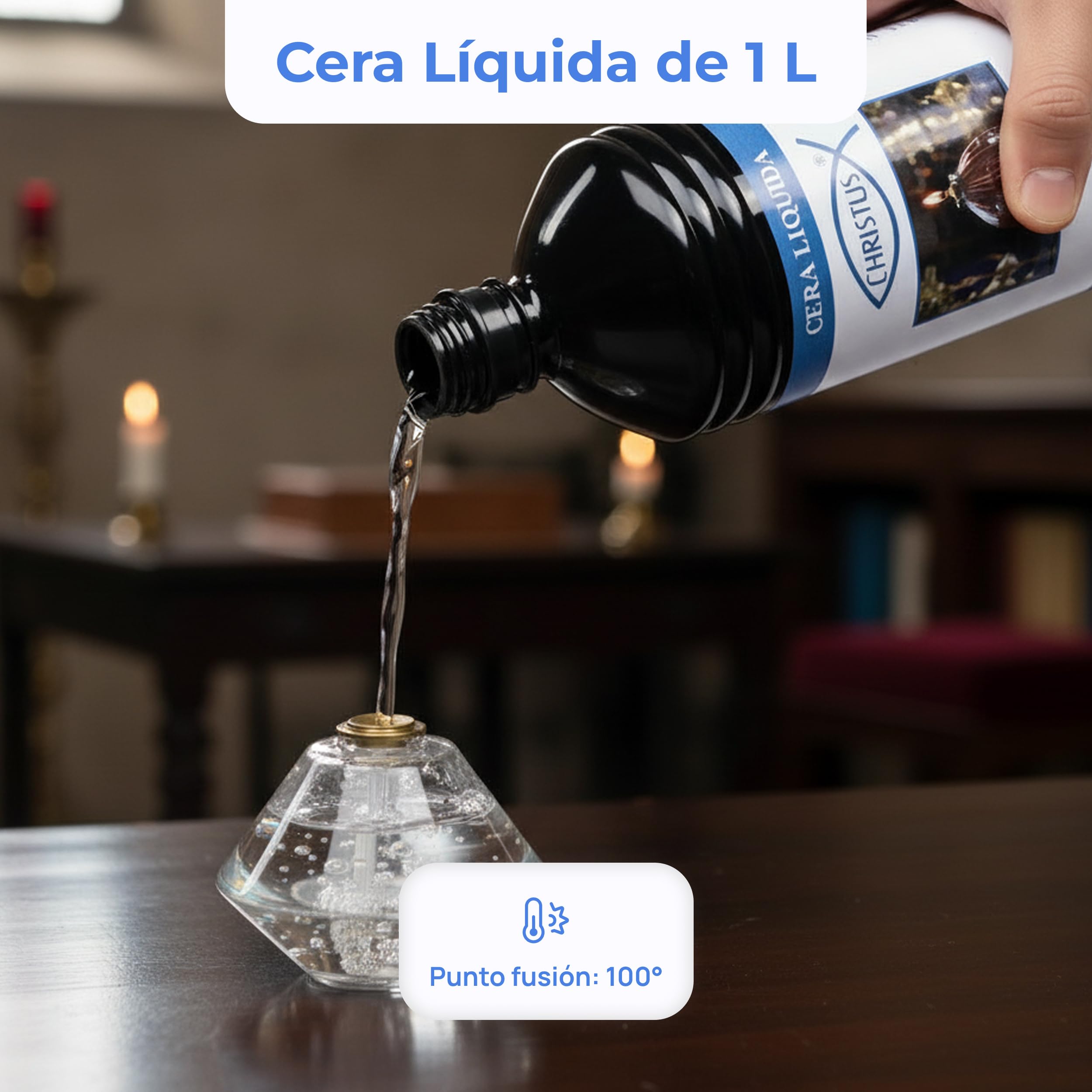 Christus Cera Líquida 1 L para Velas - Adecuado para Uso Interno y Litúrgico | Cumple con Normativas Europeas (12)