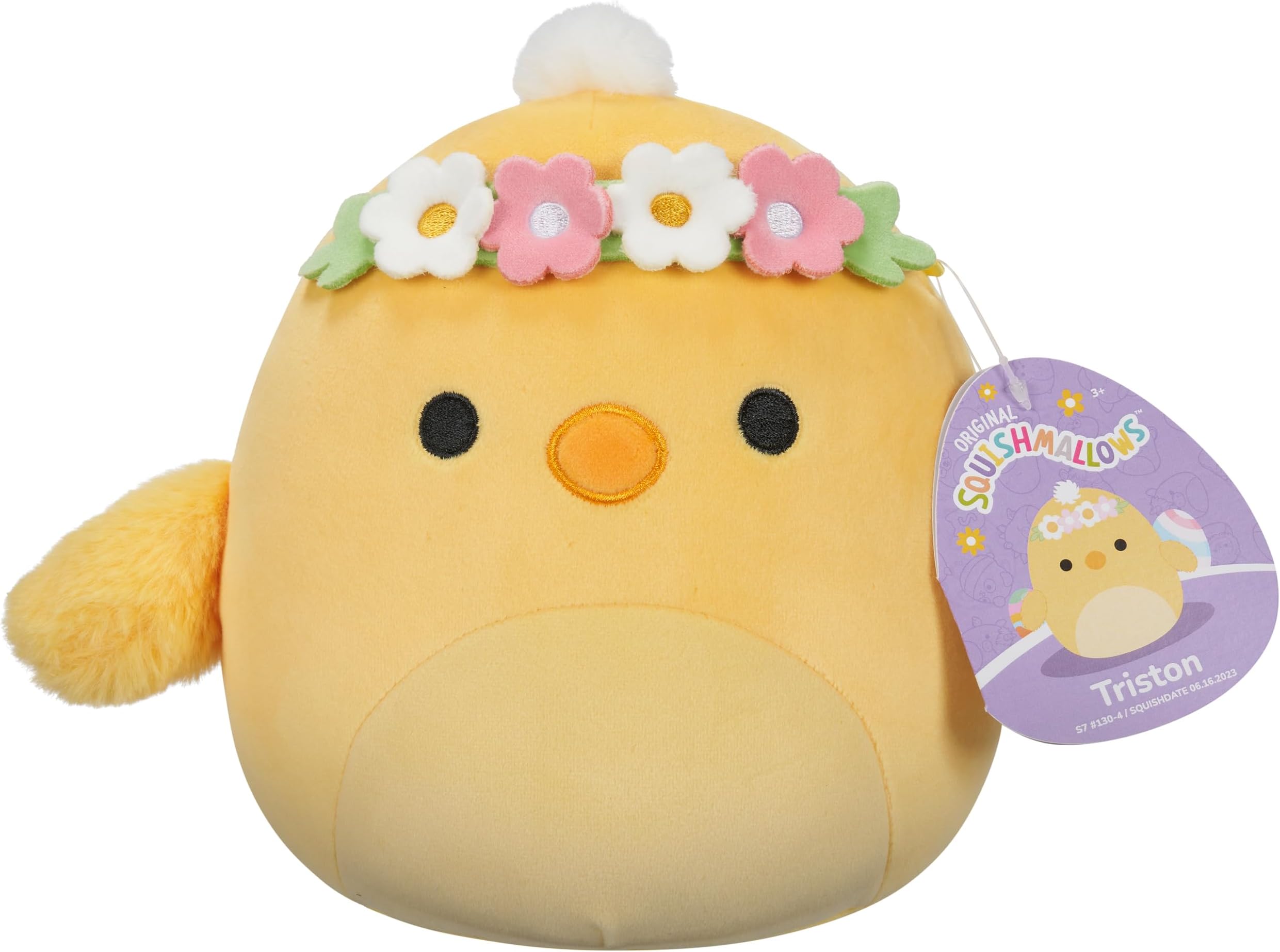 SQUISHMALLOWS SQER00860 SQK-Little Plush (7.5'' Yellow W/Eyes Open and Flower Crown), Triston The Chick