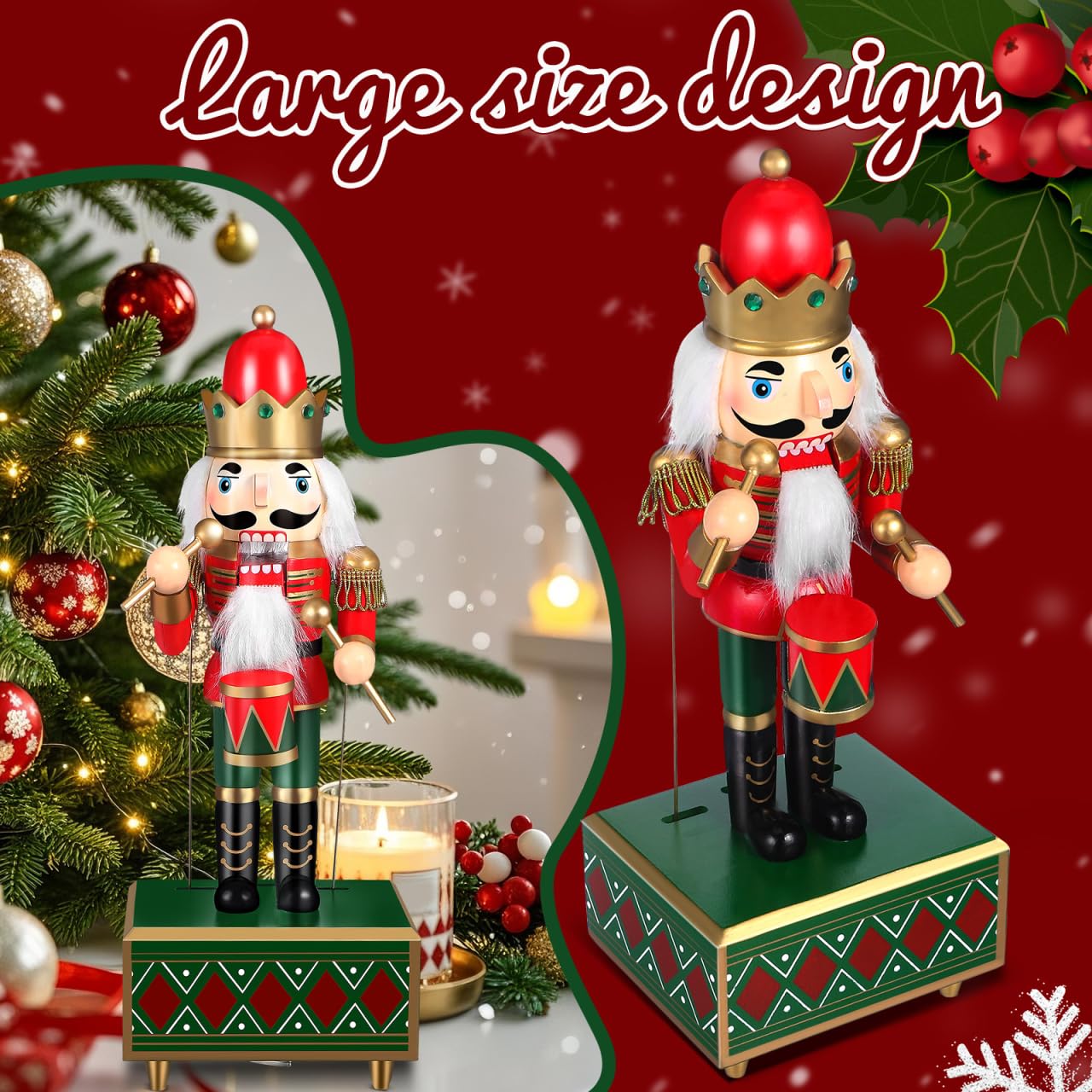 Boîte à musique casse-noisette classique : Casse-noisette, soldat en bois, mécanisme d'horloge, boîte à musique Casse-noisette, figurine de soldat pour décoration d'intérieur