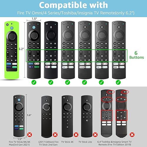 Miniatura 2 de Paquete de 3 fundas de repuesto compatibles con control remoto Toshiba e Insignia Fire TV, funda de silicona para CTRC1US21 NS-RCFNA-21 que brilla