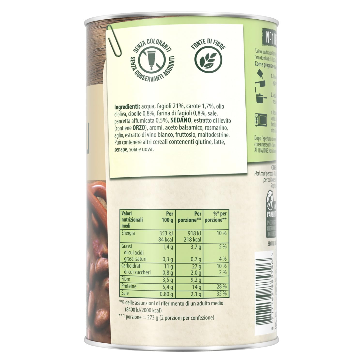 Knorr Zuppa di Fagioli, Piatti Pronti Knorr con Ingredienti Naturali, Senza Coloranti e Senza Conservanti Aggiunti, Fonte di Fibre, 12 Confezioni da 750ml