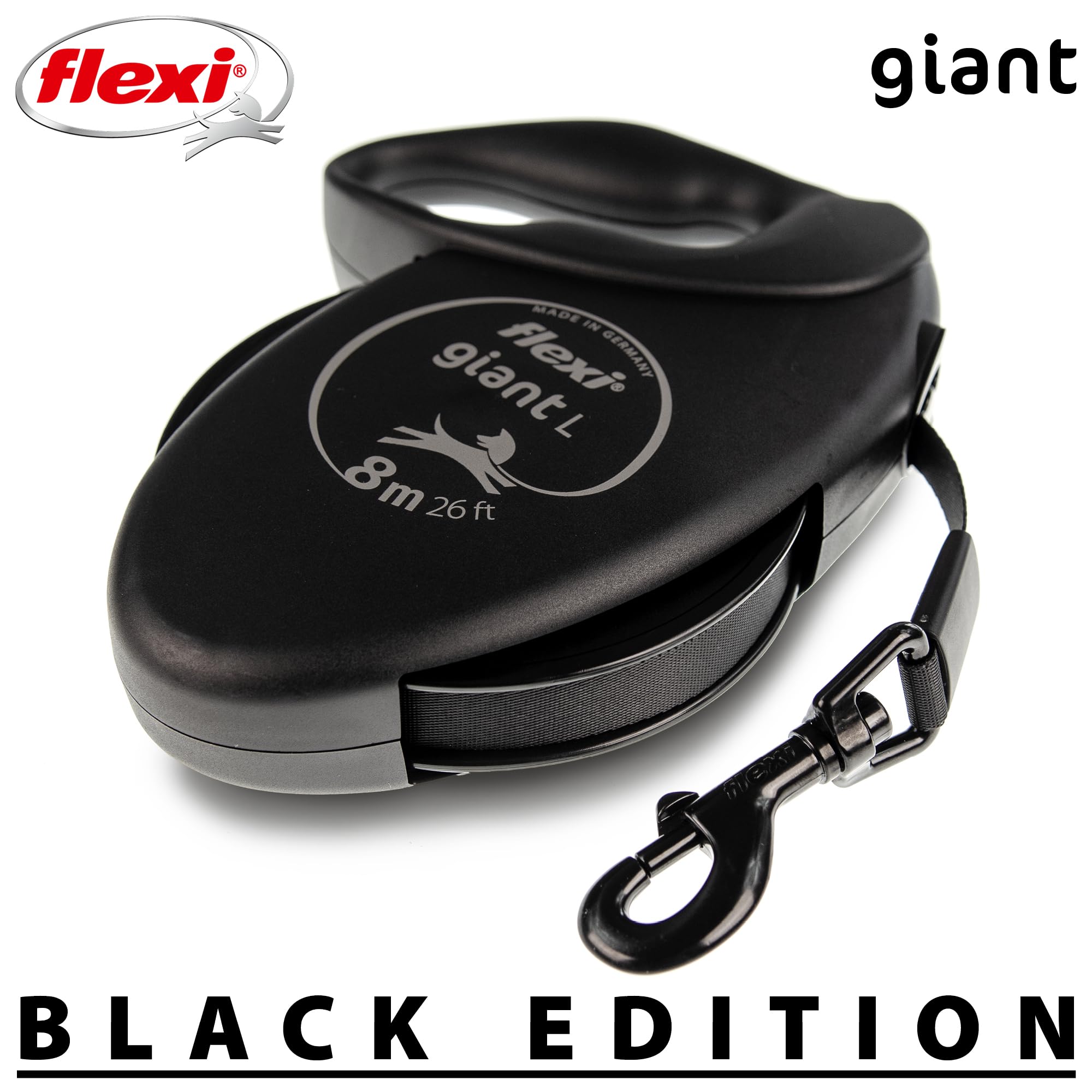 flexi® Giant Black Edition Belt 8 m Black Roll Lead for Dogs up to 50 kg, Extra Large: 8m (max. 50kg) - Image 3