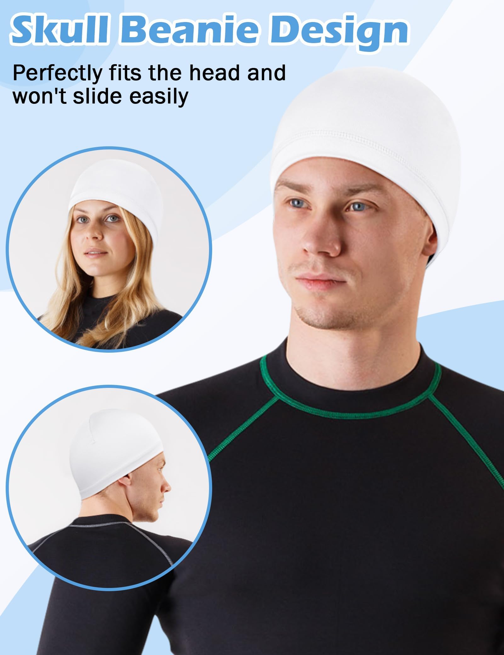 MELLIEX 3 Piezas Gorro Transpirable Seda Helada Running Skull Cap Multifuncional para Ciclismo Moto