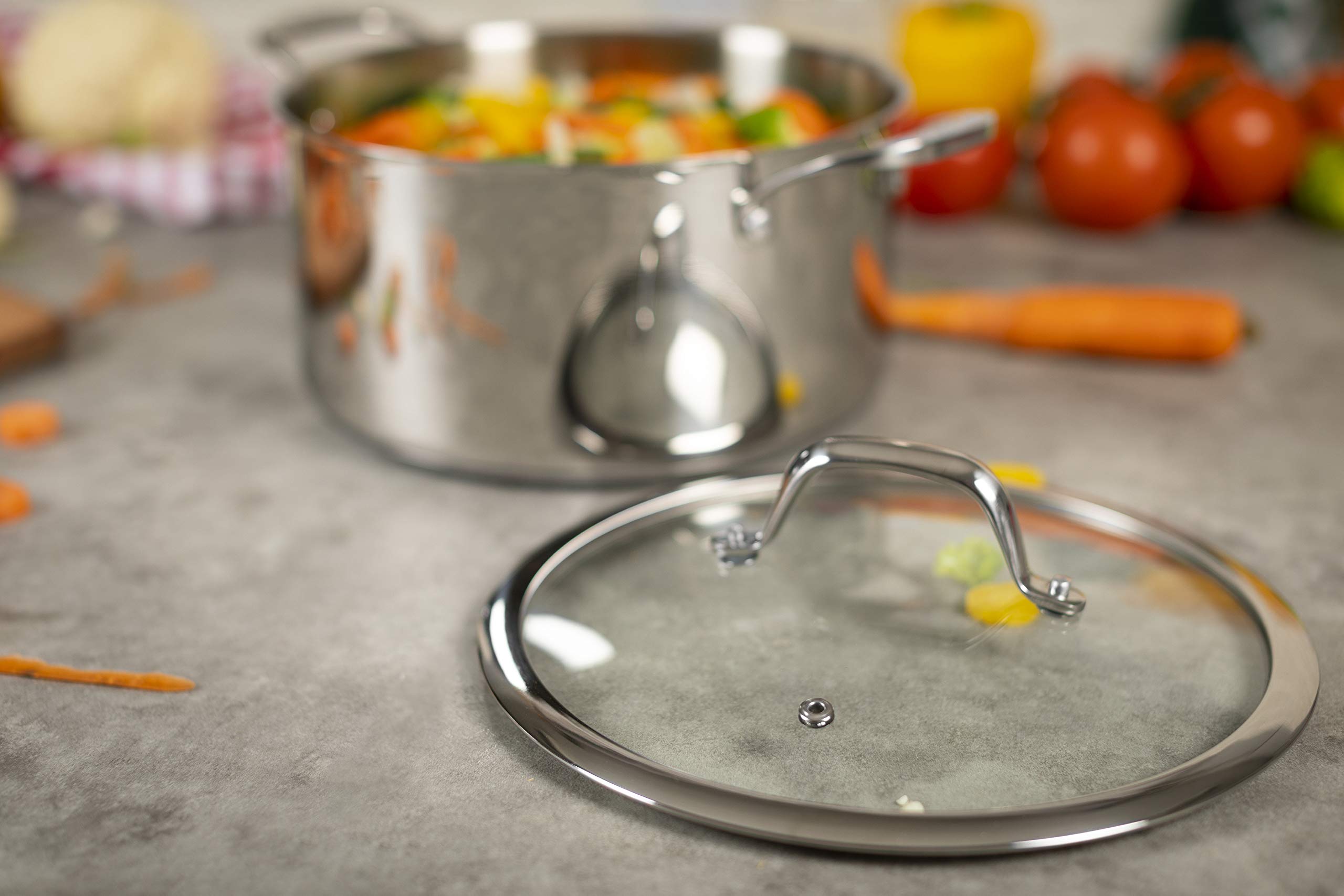 KUHN RIKON Allround, Cacerola para para horno e inducción con tapa de cristal, 20 cm/3,1 litros ,Acero inoxidable