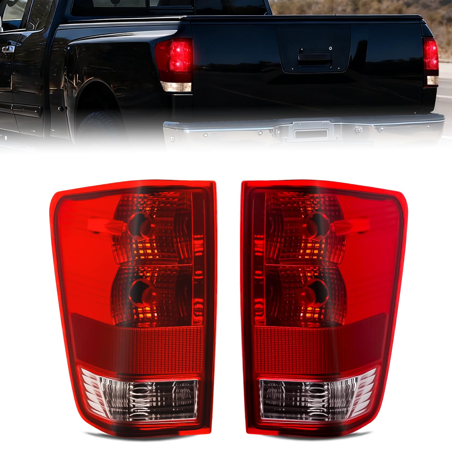 Photo 1 of Nilight Taillight Assembly Compatible with 2004 2005 2006 2007 2008 2009 2010 2011 2012 2013 2014 2015 Nissan Titan Tail Light OE Style Rear Lamp Replacement Driver and Passenger Side Red Lens