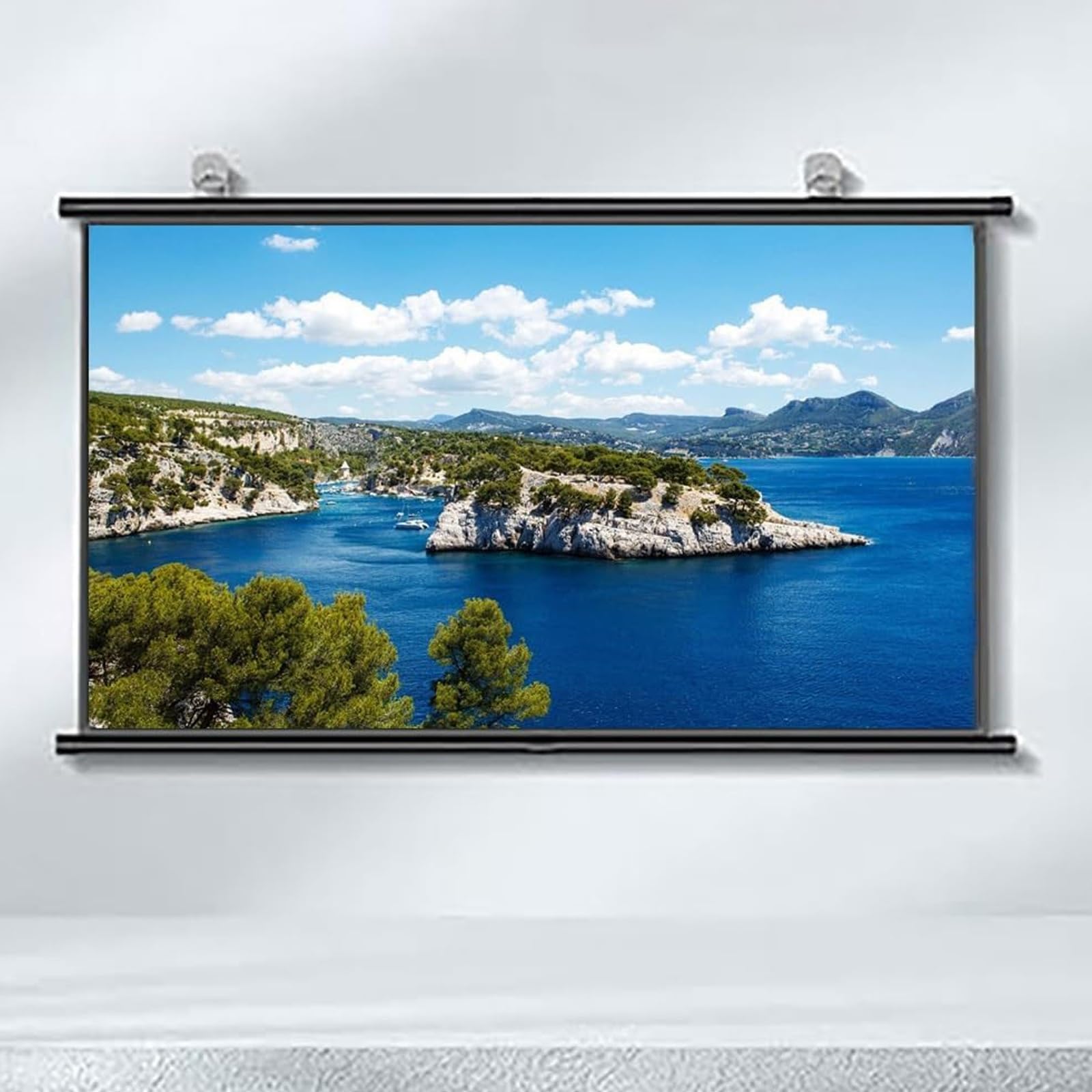 4:3, 16:9 Pieghe Home Theater Schermo di Proiezione Pieghevole，Schermo di Proiezione Avvolgibile Manuale,Home Theater Cinema Full HD, per Home Theater, Esterno E Interno, Film(4:3,60")