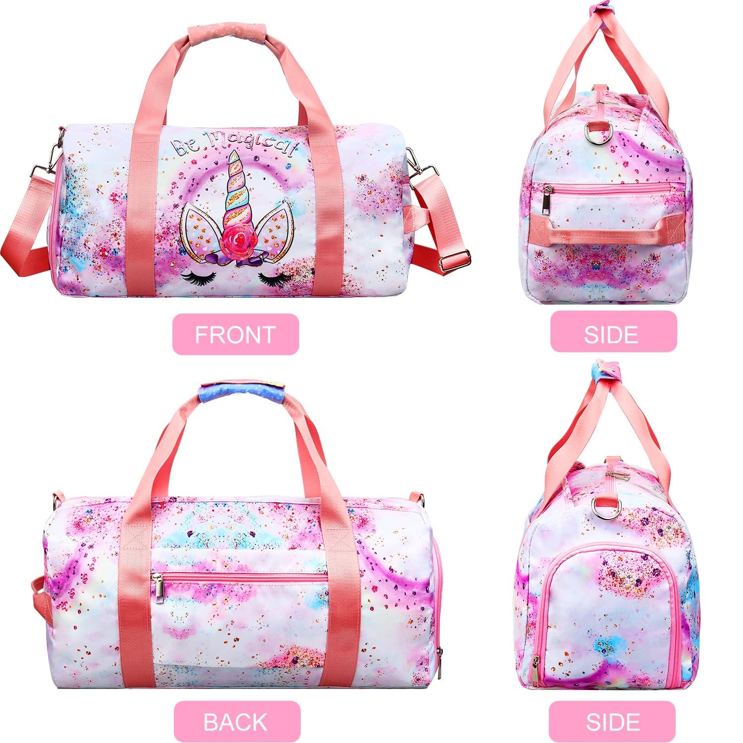 Sac De Sport Pour Filles - Sac De Danse Pour Adolescentes - Sac De Sport Avec Compartiments à Chaussures, Licorne Violette, Taille_unique