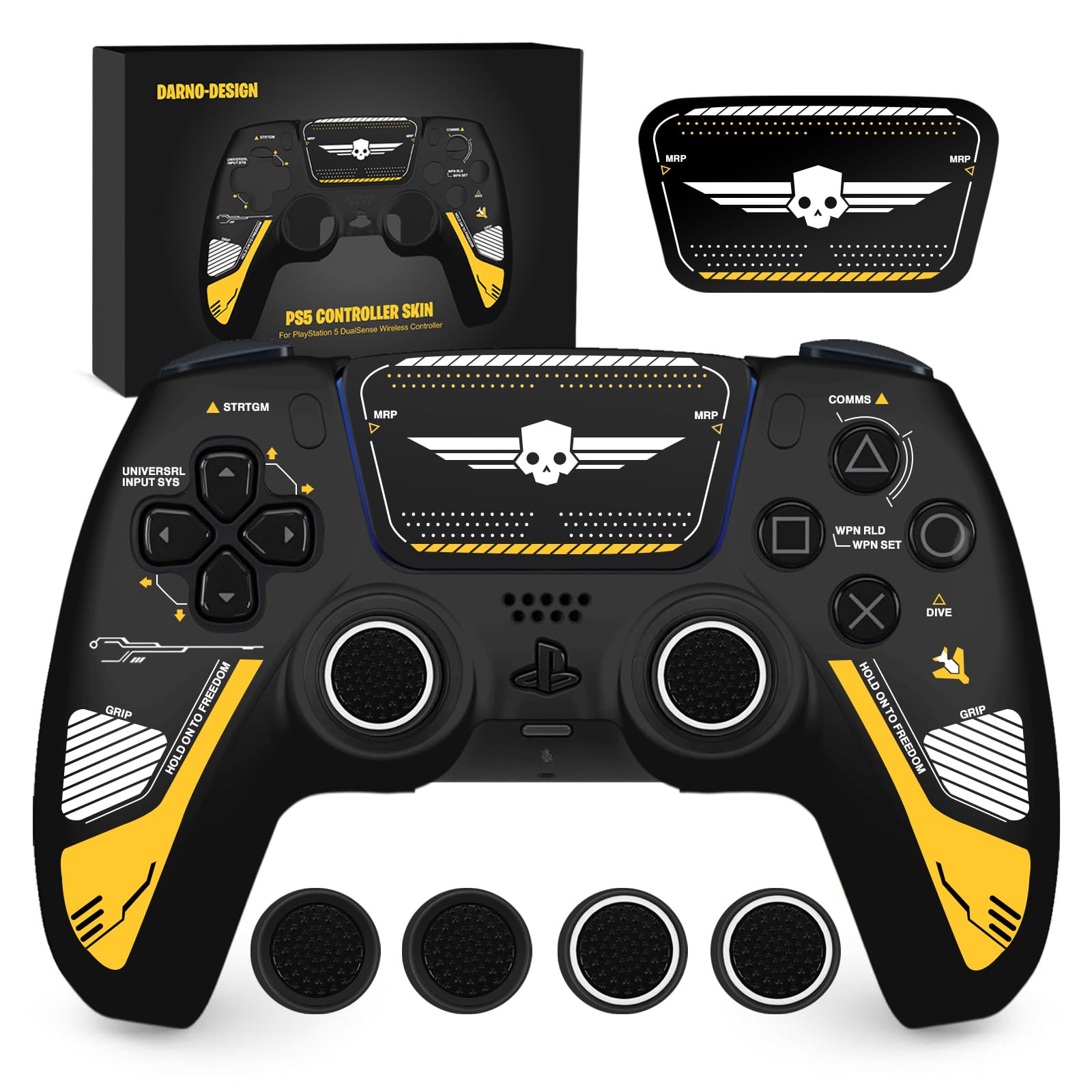 Darno Design Ps5 Controller Skin Ps5 Controller Accessories Silicone Grip Cover for PlayStation 5 DualSense 4 Pcs Thumb
