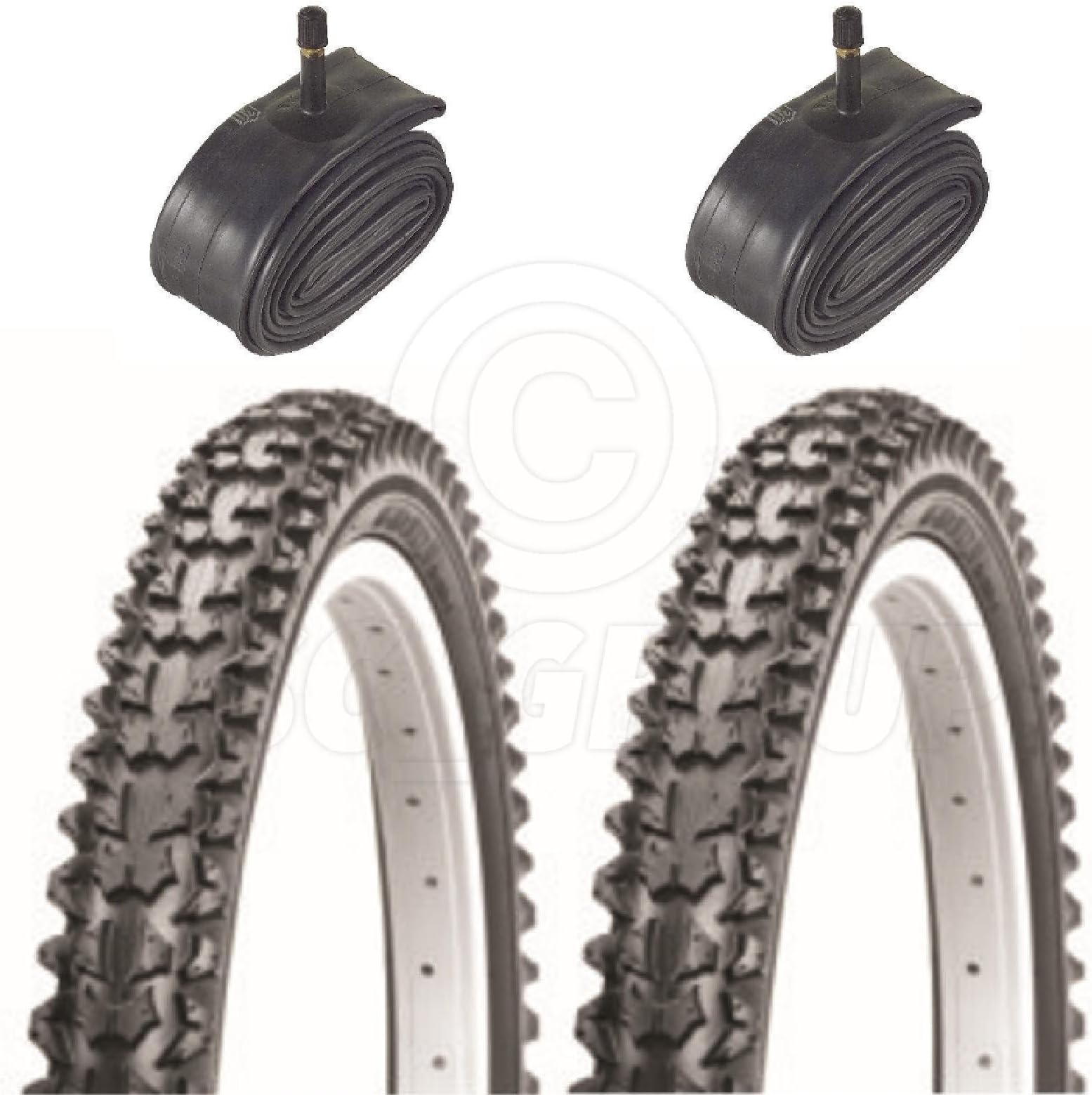2 Bicycle Tyres Bike Tires - Mountain Bike - 18 x 1.95 - With Schrader Tubes