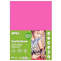 APLI 14248 Cartoncini Colorati Set da 50 Pezzi, Fucsia, A4