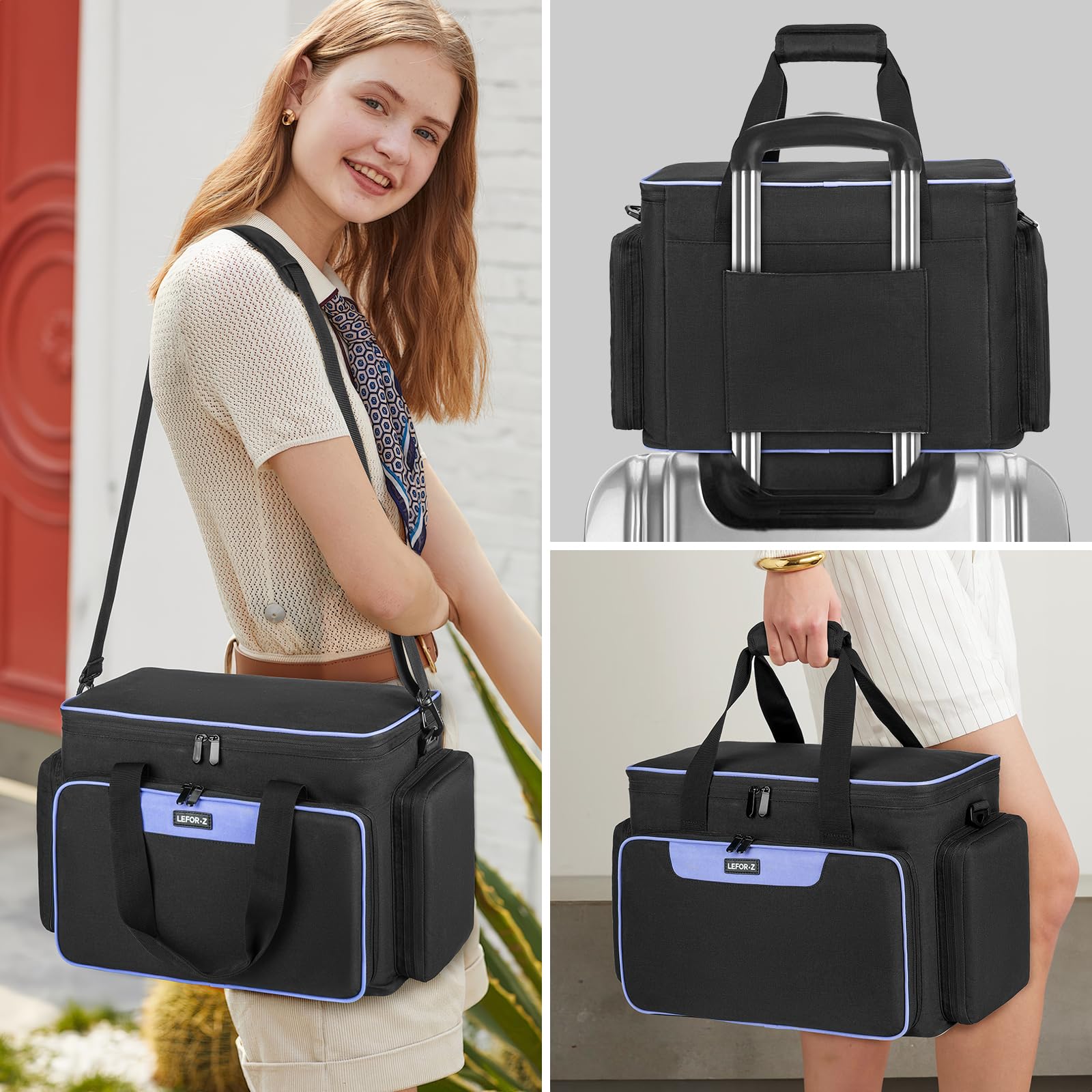 LEFOR·Z Bolsa de máquina de coser, bolsa de transporte para máquina de coser con bolsillos para máquinas de coser y accesorios de costura, bolsa de costura adecuada para la mayoría de tamaños estándar