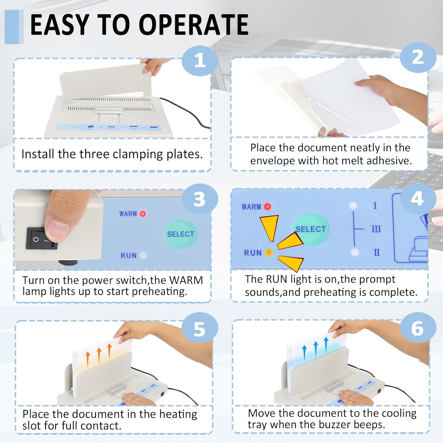 Thermal Binding Machine 500 Sheets Capacity Book Binding Material 110V Binding Machine A3(Short Edge)/A4/A5 Document Heat Binder with 10Pcs Covers (White)