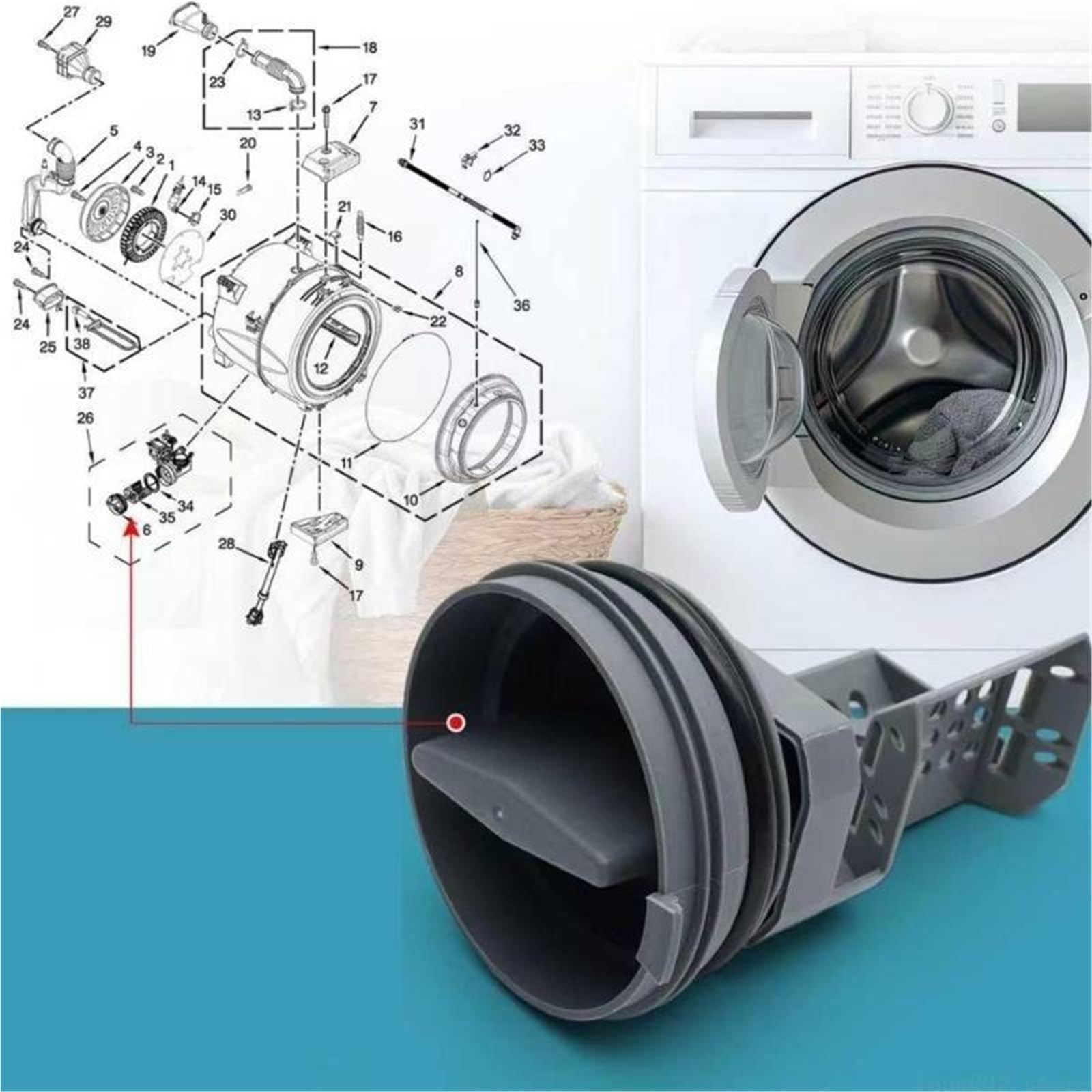 Filtro desagüe para lavadora, Compatible con D0AB, repuesto para lavadora