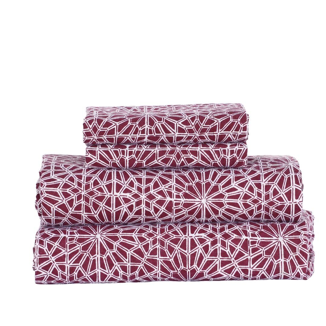 Queen Maxmal Home 100% Cotton 4 Pieces Flannel Sheet Set, Deep Pocket, Warm, Super Soft, Breathable, Moisture Wicking Flannel Sheets. Flannel Sheet Set Include Flat, Fitted Sheet, 2 Pillowcases