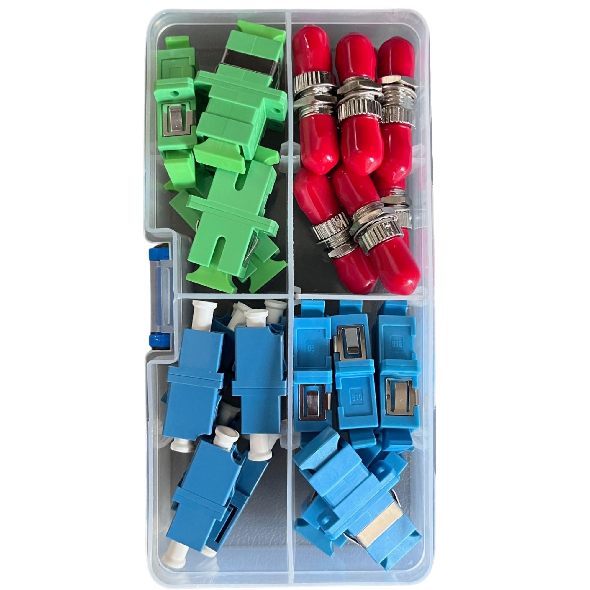 Fiber Optic Coupler Kit - Fiber Optic Connector Kit Includes 26 Fiber Optic Couplers - for ST LC SC/APC SC Cables - Includes Hard Plastic Snap Lock case