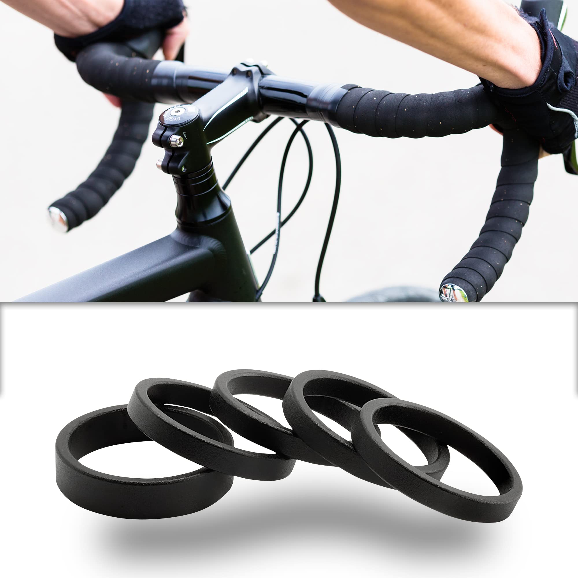 P4B | Ahead - Adapter für 1 1/8 Ahead-Vorbauten in Schwarz/Matt | Safety-Level 4 | Inkl. 5 Spacer | Ergotec Ahead 3 Vorbau-Adapter für Fahrrad und E-Bike