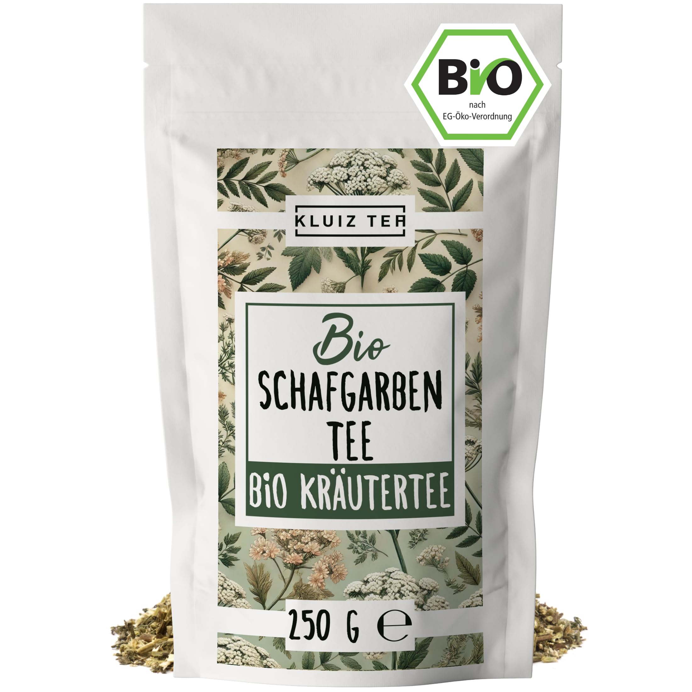 Schafgarbentee Bio lose - 250 Gramm Bio Schafgarbenkraut geschnitten I 100% Schafgarbe getrocknet aus Biologischem Anbau by KLUIZ TEA