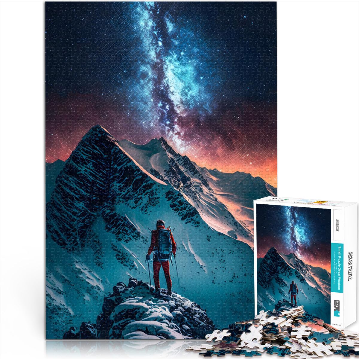 1000 Piece Puzzle For Adults Hiker looking at the Milky Way Pattern assembly 38x52cm Enhance love between couples for Age 14+