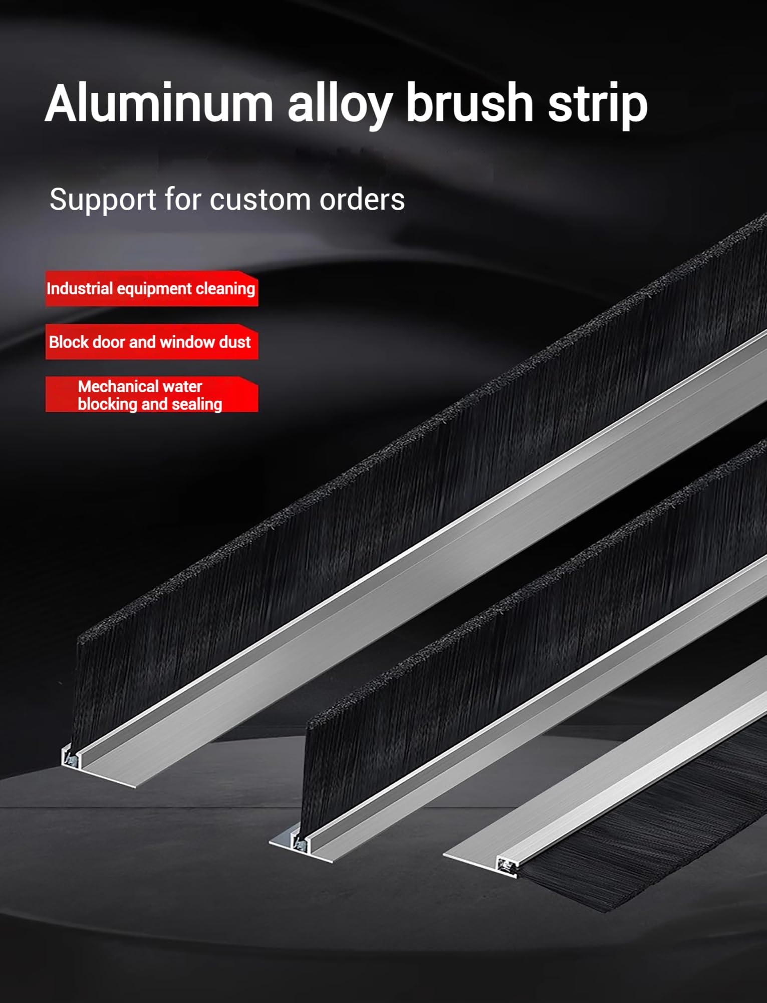 H/F/T-Typ Aluminiumlegierungs-Streifenbürste, Industriestaubbürste, Werkzeugmaschinen-Streifenbürste, Schrankstaubbürste, Streifentürboden-Dichtungsbürste (3,28 Fuß)(T,120mm)