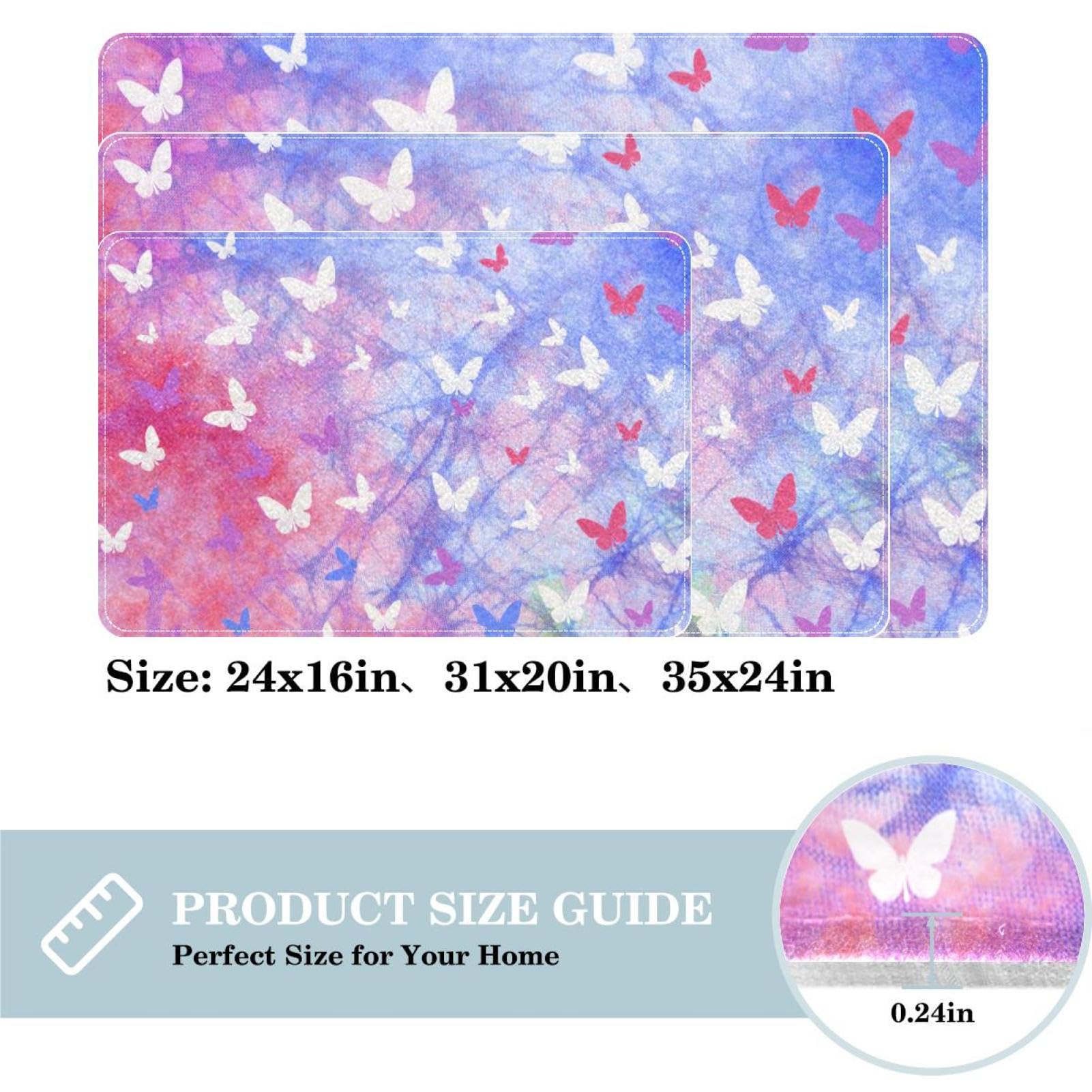 Luoweisi Zerbino colorato con farfalla ad acquerello, antiscivolo, per interni, lavabile, per porta d'ingresso e cucina (60 x 90 cm
