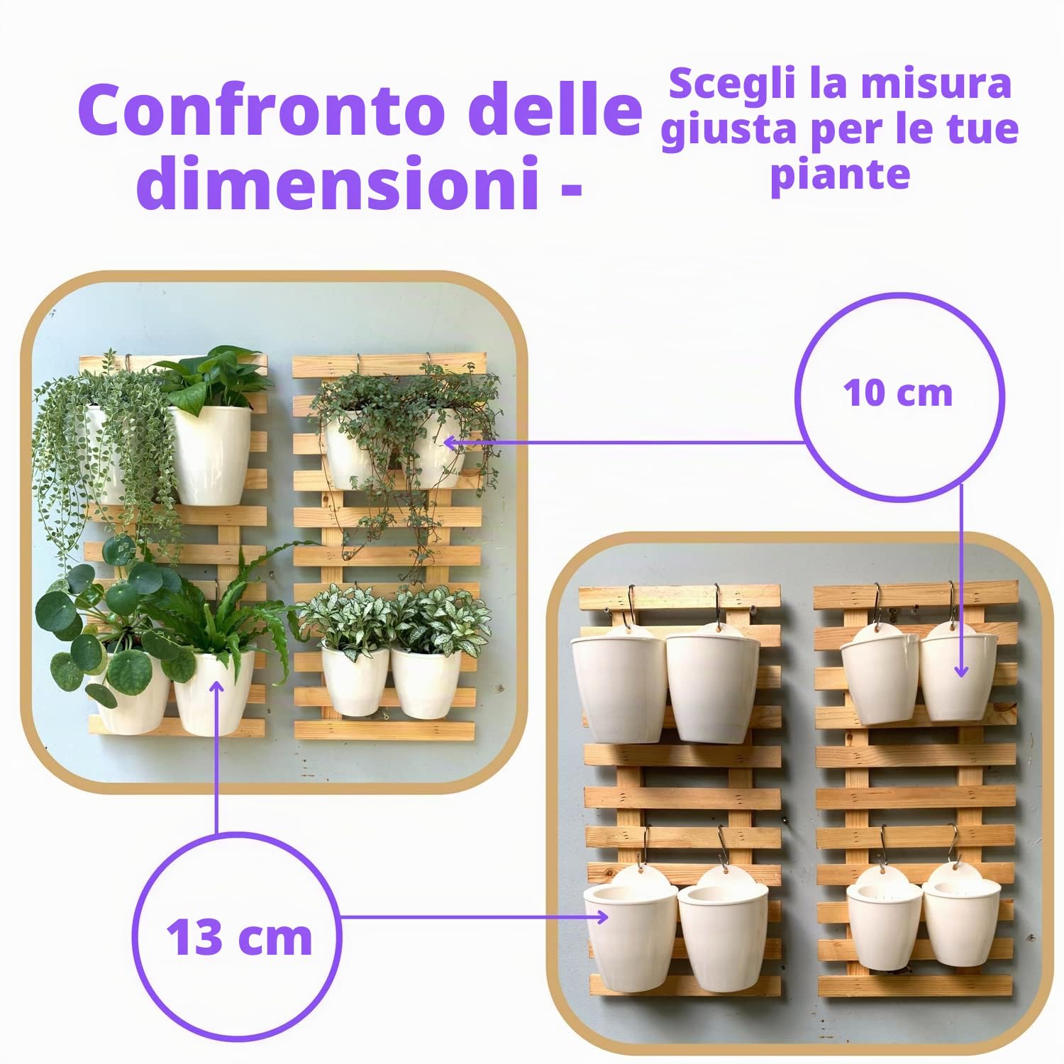 LáLáGreen - Fioriere da parete per piante da interno, confezione da 10, vaso in plastica autoirrigante da 12,7 cm, sistema di fioriere da parete, alla moda, per erbe aromatiche, bianco