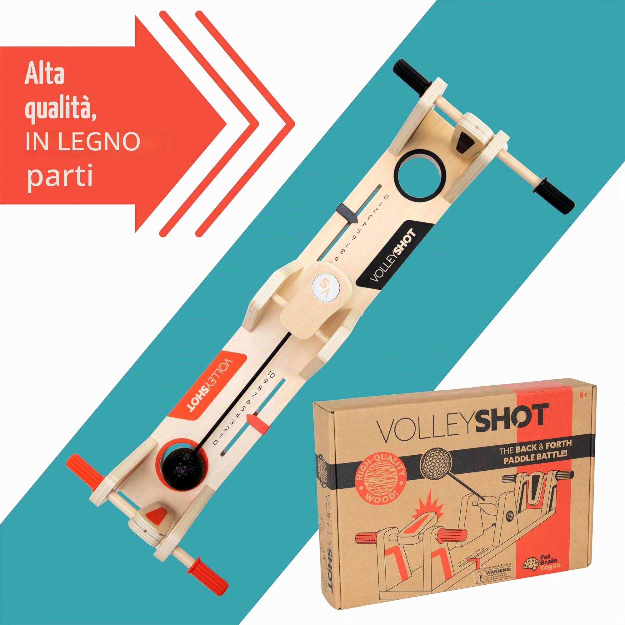 Fat Brain Toys VolleyShot - Gioco di abilità da tavolo in legno per 2 giocatori, per bambini e adulti