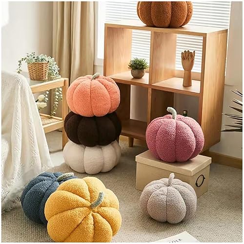 Miniatura 3 de Eoieov Lindas almohadas de calabaza 3D para cama, sofá, automóvil, almohada decorativa creativa con forma de calabaza, cojín de vellón de cordero