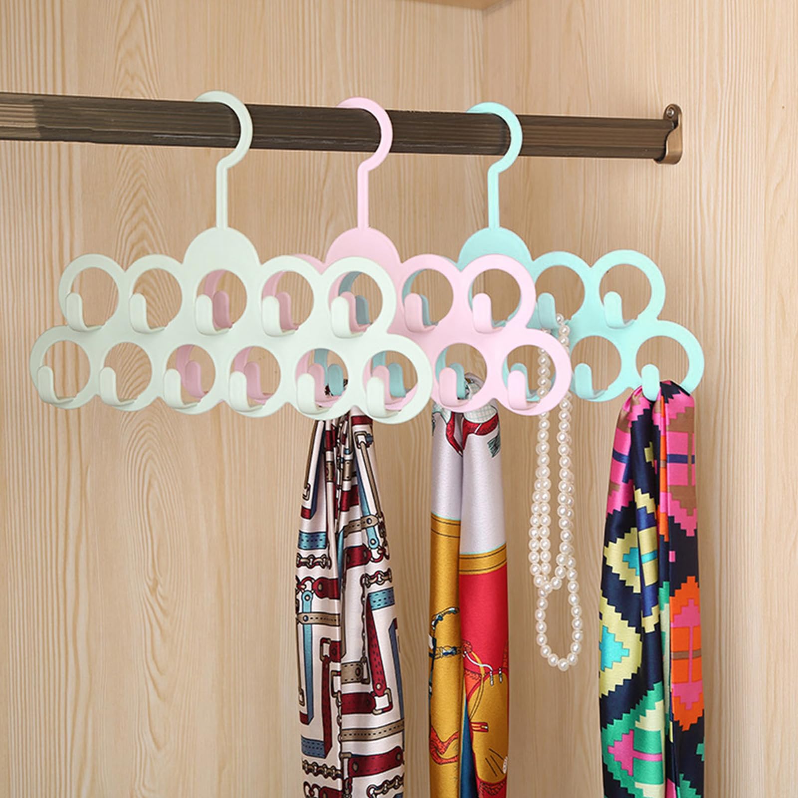 Byutfa Rosy Multiple Hooks 11Holes Clothes Tie Belt Shawl Scarf Hanger Display Holder Closet Organizer Hook