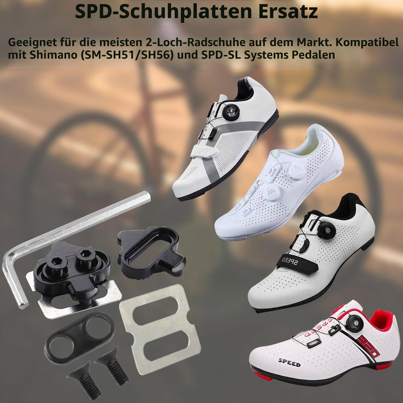 SEPSCO SPD Cleats für Pedale, Unisex Fahrrad Schuhplatten Kompatibel mit SH51 SH56 Schuhe Klickpedale Cleat Set Langlebig rutschfest für MTB Mountain Bike Rennrad Clips Indoor Cycling Sport & Freizeit