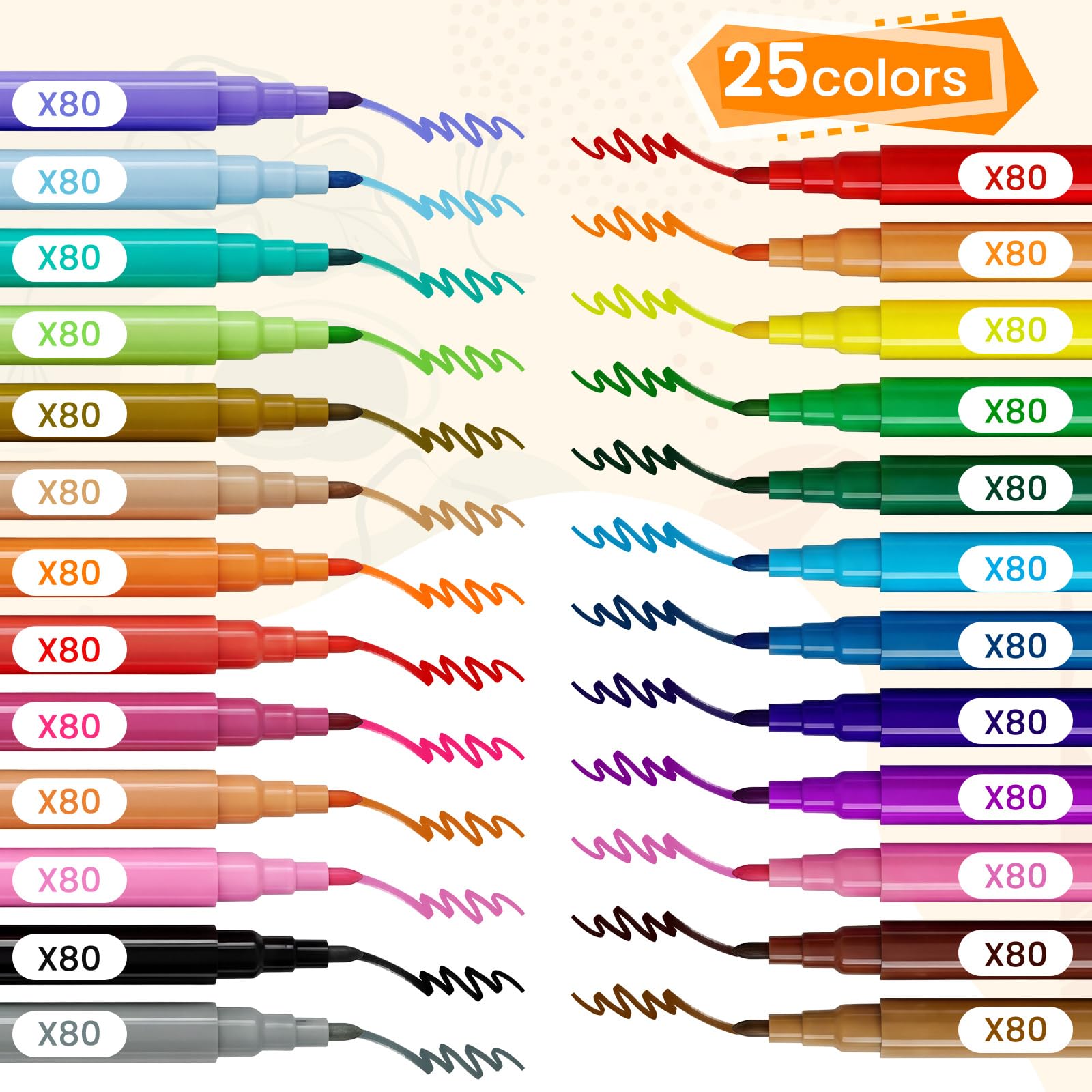 Watersay Mini-Marker, Großpackung, farbige Stifte, 8,6 cm, lebendige Farben, tragbar, kurz, farbige Marker, sortiert, mehrfarbig, Aquarell-Marker für Erwachsene, Bürobedarf (25 Farben)