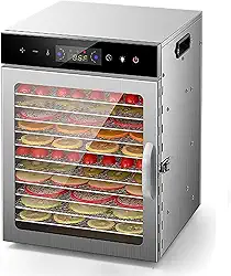 Desidratador de frutas de 1000 W, grande capacidade de 12 camadas, display LED sensível ao toque,com temporizador de 12 horas e controle de temperatura de 86 ° F a 194 ° F, seca e desidrata alimentos