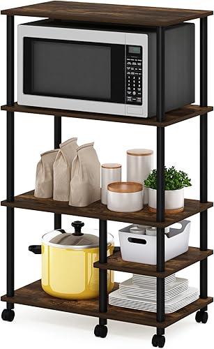 Miniatura 27 de Furinno Turn-N-Tube - Carrito de estante de cocina, nogal Columbia/negro Columbia Nogal/Negro,Ámbar Pino/Negro,Americano oscuro/Negro,Roble