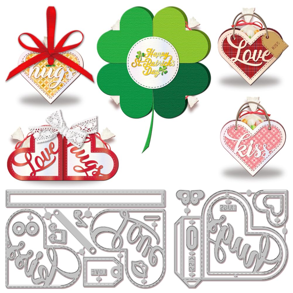 GLOBLELAND 3D Valentine's Day Love Box Cutting Dies for Card Making Love Heart Pocket Die Cuts Valentine's Day Cut Dies for DIY Scrapbooking Journal Embossing Paper Craft Decor